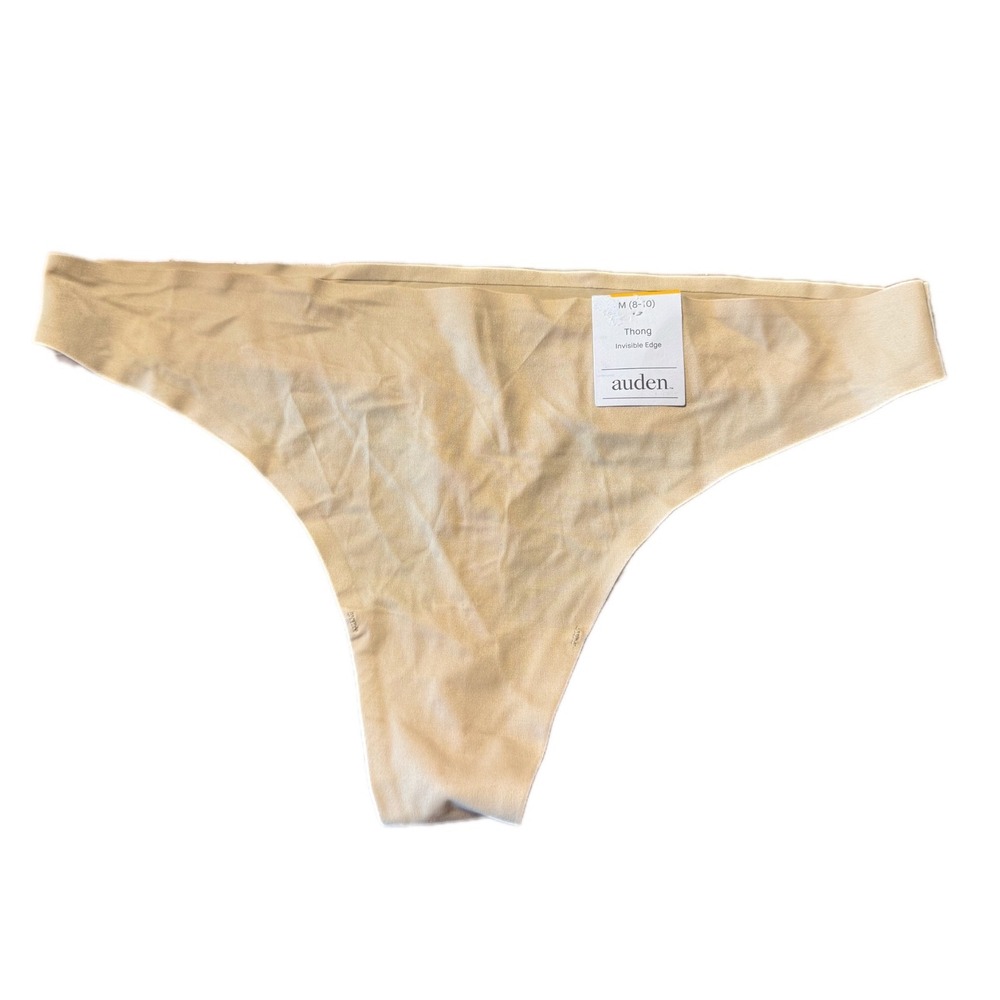 Auden Invisible Edge Thong Women‎ Size M Soft Beige NEW Seamless Panty